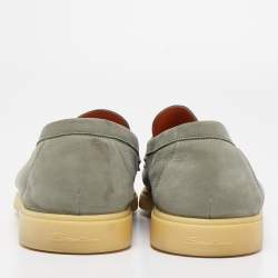 Santoni Green Leather Slip On Loafers Size 42