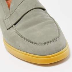 Santoni Green Leather Slip On Loafers Size 42