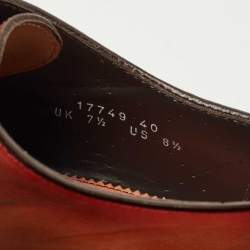 Pre Owned Santoni Brown Leather Emre Lace Up Oxfords Size 41.5