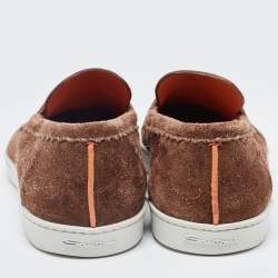 Santoni Brown Suede Slip On Loafers Size 44