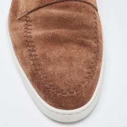Santoni Brown Suede Slip On Loafers Size 44