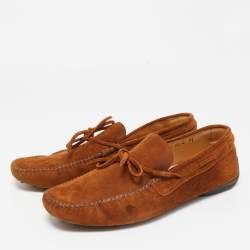 Santoni Brown Suede Slip On Loafers Size 42.5