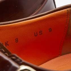 Santoni Brown Leather Double Buckle Strap Monk Derby Size 42