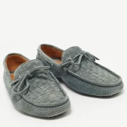 Santoni Grey Suede Slip On Loafers Size 42