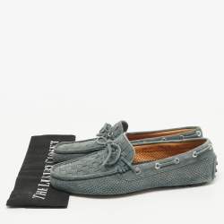 Santoni Grey Suede Slip On Loafers Size 42
