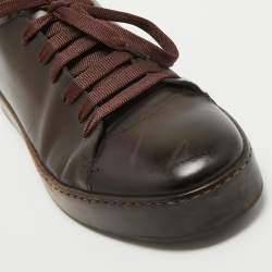 Santoni Brown Leather Low Top Sneakers Size 42.5