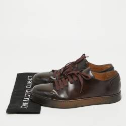 Santoni Brown Leather Low Top Sneakers Size 42.5