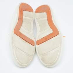 Pre Owned Santoni White Leather Low Top Sneakers Size 42.5