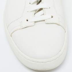 Pre Owned Santoni White Leather Low Top Sneakers Size 42.5