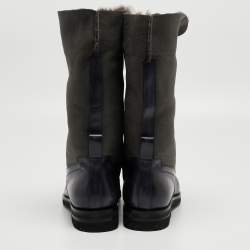 Santoni Two Tone Nubuck and Leather Midcalf Boots Size 44