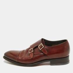 Santoni Brown Leather Monk Strap Derby Size 41.5