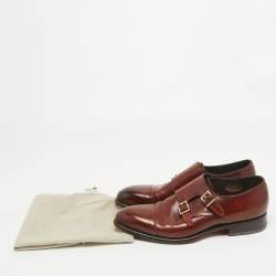 Santoni Brown Leather Monk Strap Derby Size 41.5