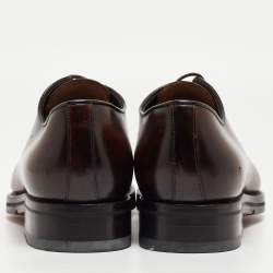 Santoni Brown Leather Lace Up Oxfords Size 41.5 