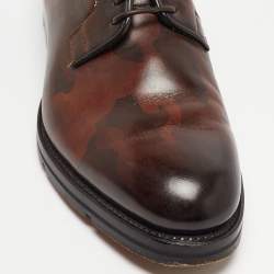 Santoni Brown Leather Lace Up Oxfords Size 41.5 