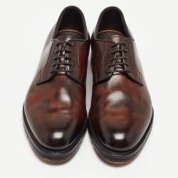 Santoni Brown Leather Lace Up Oxfords Size 41.5 