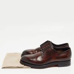 Santoni Brown Leather Lace Up Oxfords Size 41.5 