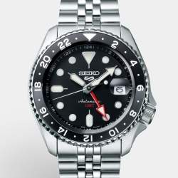 Pre Owned Seiko 5 sports SSK001K1 Black Dial Stainless Steel Men's Wristwatch 42.5 mm