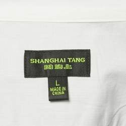 Shanghai Tang Blue Striped Cotton Long Sleeve Shirt L