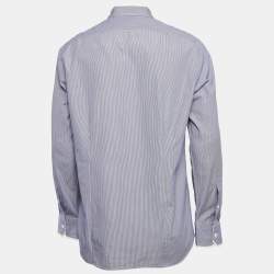 Shanghai Tang Blue Striped Cotton Long Sleeve Shirt L