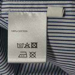 Shanghai Tang Blue Striped Cotton Long Sleeve Shirt L