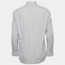Shanghai Tang Blue Striped Cotton Long Sleeve Shirt L