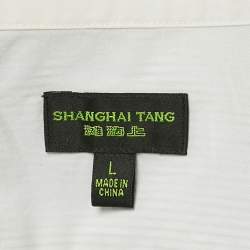 Shanghai Tang Blue Striped Cotton Long Sleeve Shirt L