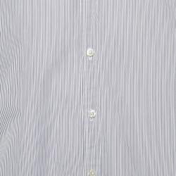 Shanghai Tang Blue Striped Cotton Long Sleeve Shirt L