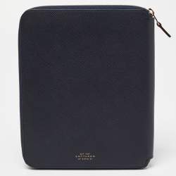 Smythson Blue Leather Notebook Writing Zip Organizer 