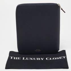 Smythson Blue Leather Notebook Writing Zip Organizer 