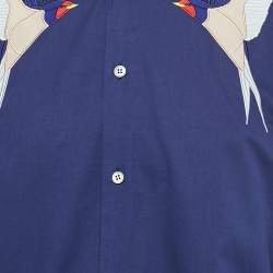 Stella McCartney Navy Blue Swallows Embroidered Cotton Shirt M