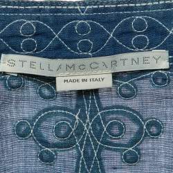 Pre Owned Stella McCartney Blue Embroidered Cotton Tunic Shirt L