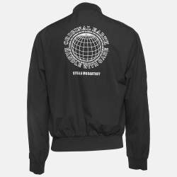 Pre Owned Stella McCartney Black Earth Embroidered Cotton Zip Front Bomber Jacket L