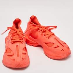 Stella McCartney X Adidas Orange Fabric and Rubber Athletic Low Top Sneakers Size 40.5