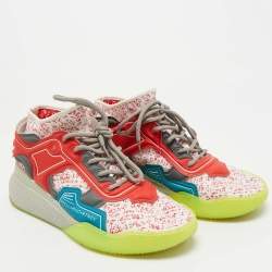 Pre Owned Stella McCartney Trainer Size 43 Multicolor Faux Leather and Knit Fabric Lace Up Sneakers