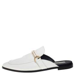 Stella McCartney White Faux Leather Holzer Slip On Loafers Size 41