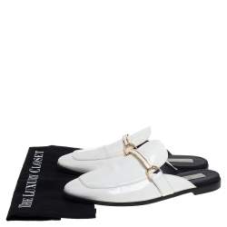 Stella McCartney White Faux Leather Holzer Slip On Loafers Size 41