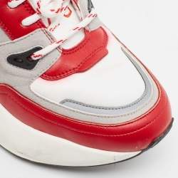 Stella McCartney Red/White Faux Leather and Faux Suede Trainers Sneakers Size 40
