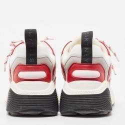 Stella McCartney Red/White Faux Leather and Faux Suede Trainers Sneakers Size 40