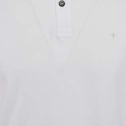 Stone Island White Cotton Pique Polo T-Shirt L