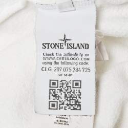 Stone Island White Logo Embroidered Cotton Sweatshirt M