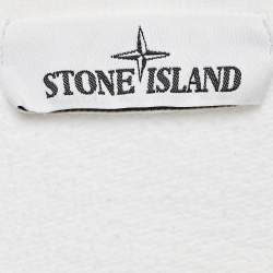 Stone Island White Logo Embroidered Cotton Sweatshirt M