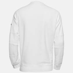 Stone Island White Logo Embroidered Cotton Sweatshirt M