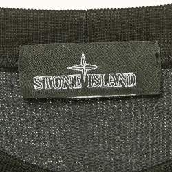 Pre Owned Stone Island Black  Printed Cotton Crew Neck Sweatshirt L