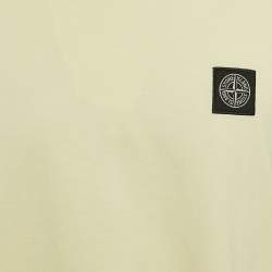 Pre Owned Stone Island Yellow Logo Applique Detail Cotton Crew Neck T-Shirt XXL