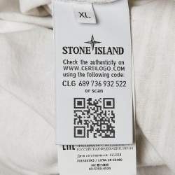Pre Owned Stone Island Beige Stripe Cotton Crew Neck T-Shirt XL