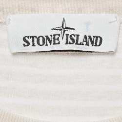 Pre Owned Stone Island Beige Stripe Cotton Crew Neck T-Shirt XL