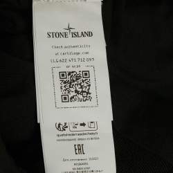 Pre Owned Stone Island Black Cotton Logo Applique Fleece Jogger Pants S
