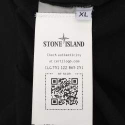 Pre Owned Stone Island Black Print Cotton Half Sleeve T-Shirt XL