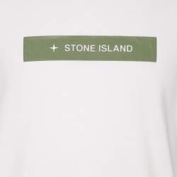 Pre Owned Stone Island White Jersey Logo T-Shirt XL