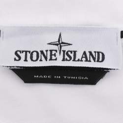 Pre Owned Stone Island White Jersey Logo T-Shirt XL